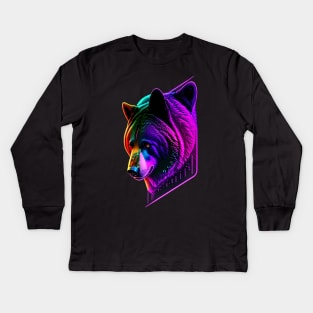 neon bear Kids Long Sleeve T-Shirt